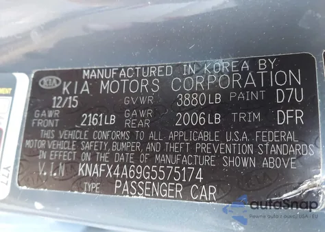 2016 Kia Forte Lx from USA, damaged, VIN KNAFX4A69G5575174